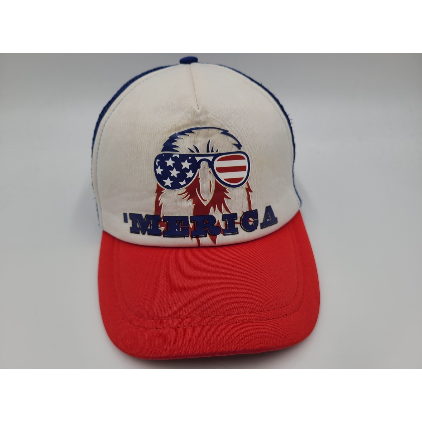 Merica American Flag Eagle Glasses Mesh Trucker Snapback Hat Cap White Blue Red